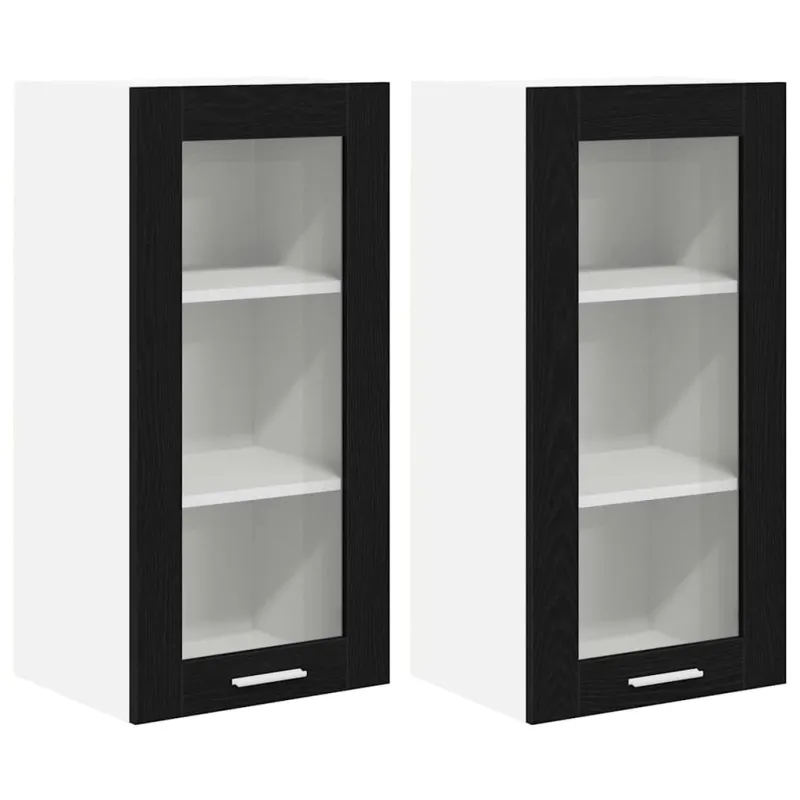 Pakabinama spintelė 2 pcs Juodas ąžuolas 40 x 31 x 80 cm