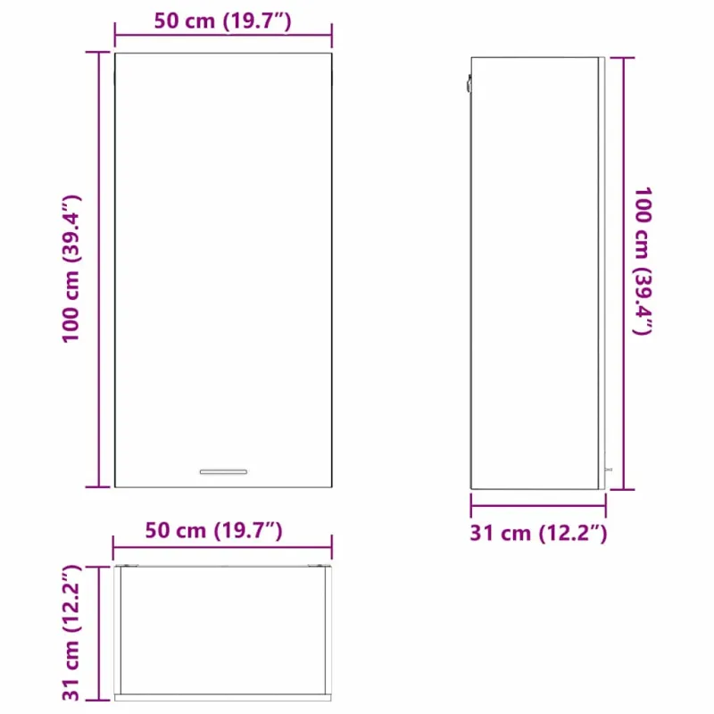 Pakabinama spintelė Betono pilka ir balta 50 x 31 x 100 cm