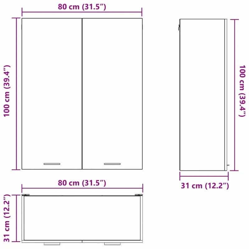 Pakabinama spintelė su saugykla Betono pilka 80 x 31 x 100 cm