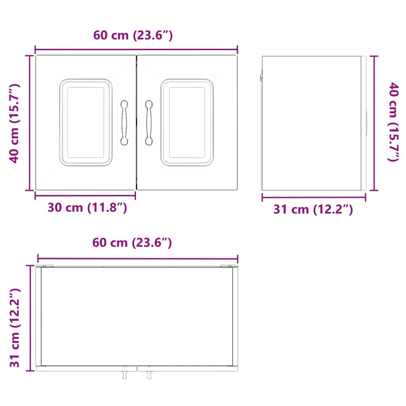 Indaplovės plokštė Kalmar 2 pcs Rūkyta ąžuolas 60 x 31 x 40 cm
