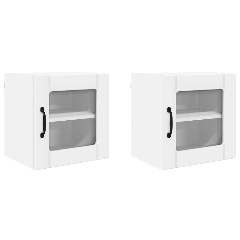 Sieninis stiklinis kabinetas LUCCA 2 pcs Balta 40 x 31 x 40 cm