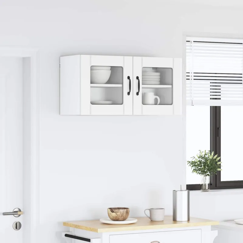 Sieninis stiklinis kabinetas LUCCA 2 pcs Balta 40 x 31 x 40 cm