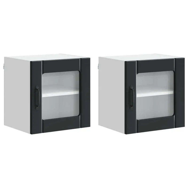 Sieninis stiklinis kabinetas LUCCA 2 pcs Juoda 40 x 31 x 40 cm
