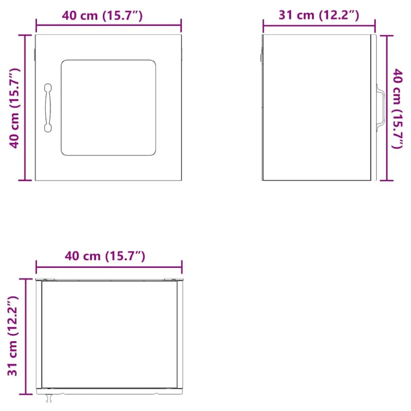 Sieninis stiklinis kabinetas LUCCA Betono pilka 40 x 31 x 40 cm