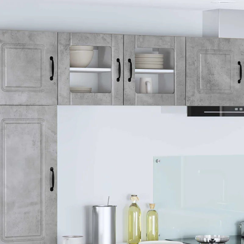 Sieninis stiklinis kabinetas LUCCA 2 pcs Betono pilka
