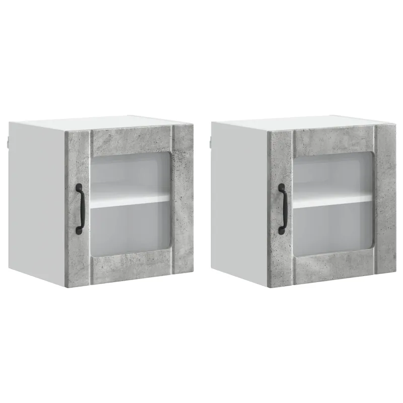 Sieninis stiklinis kabinetas LUCCA 2 pcs Betono pilka