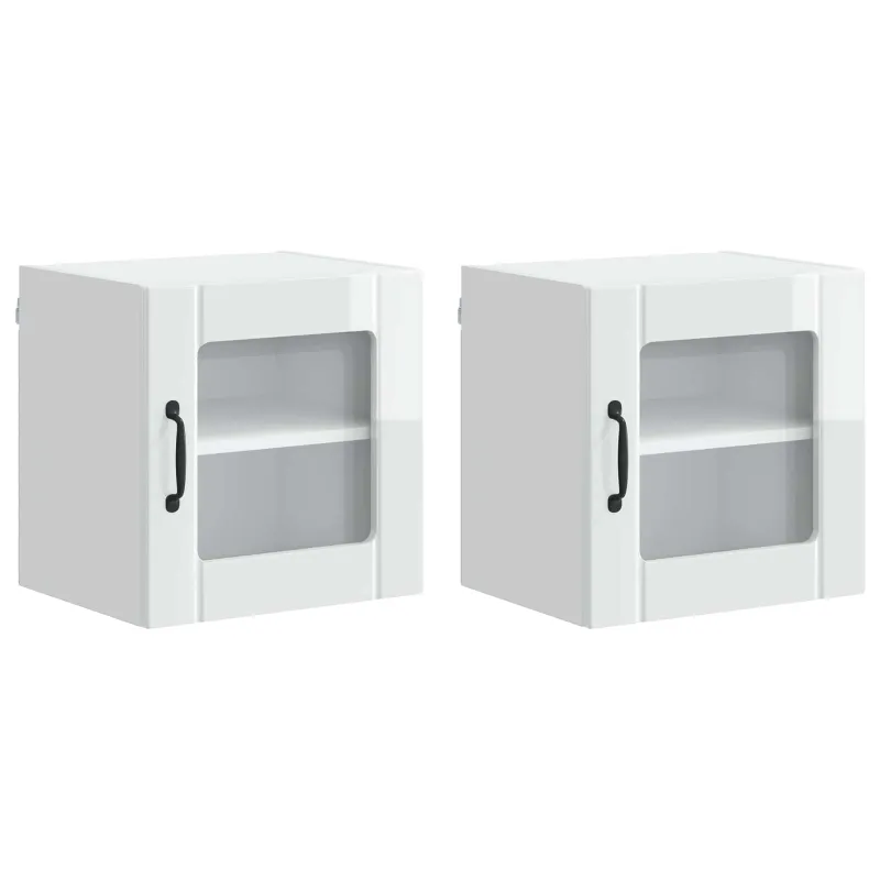 Sieninis stiklinis kabinetas LUCCA 2 pcs Itin blizgi balta