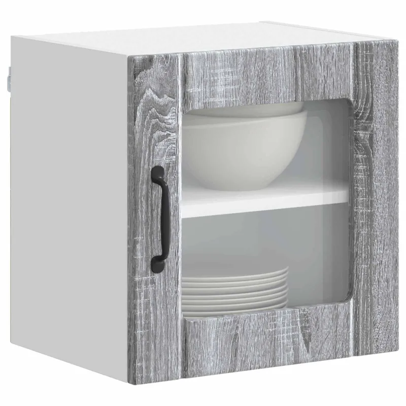 Sieninis stiklinis kabinetas LUCCA Pilka sonoma ąžuolo