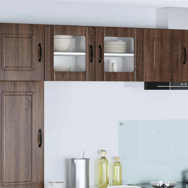 Sieninis stiklinis kabinetas LUCCA 2 pcs Ruda ąžuolo