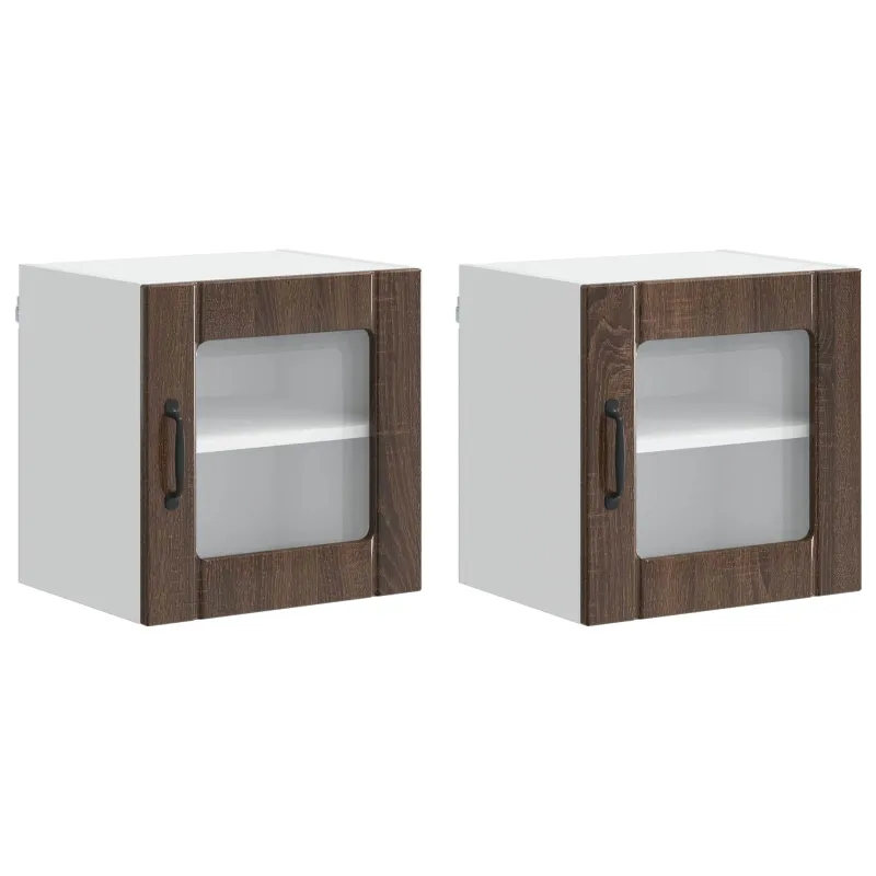 Sieninis stiklinis kabinetas LUCCA 2 pcs Ruda ąžuolo