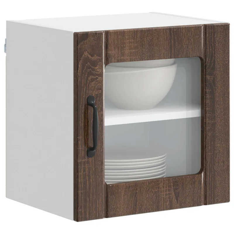 Sieninis stiklinis kabinetas LUCCA 2 pcs Ruda ąžuolo