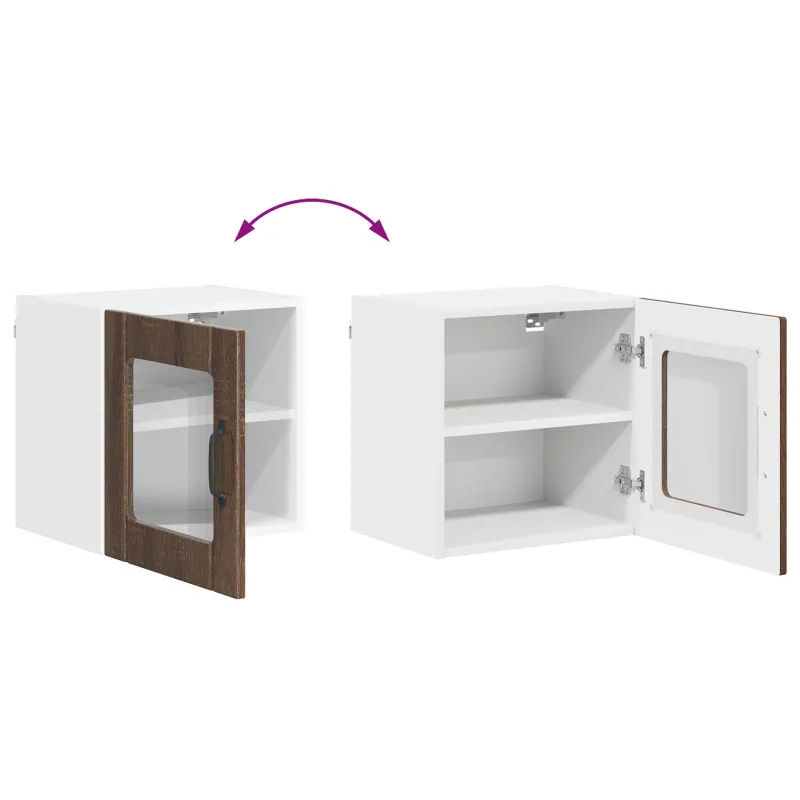 Sieninis stiklinis kabinetas LUCCA 2 pcs Ruda ąžuolo