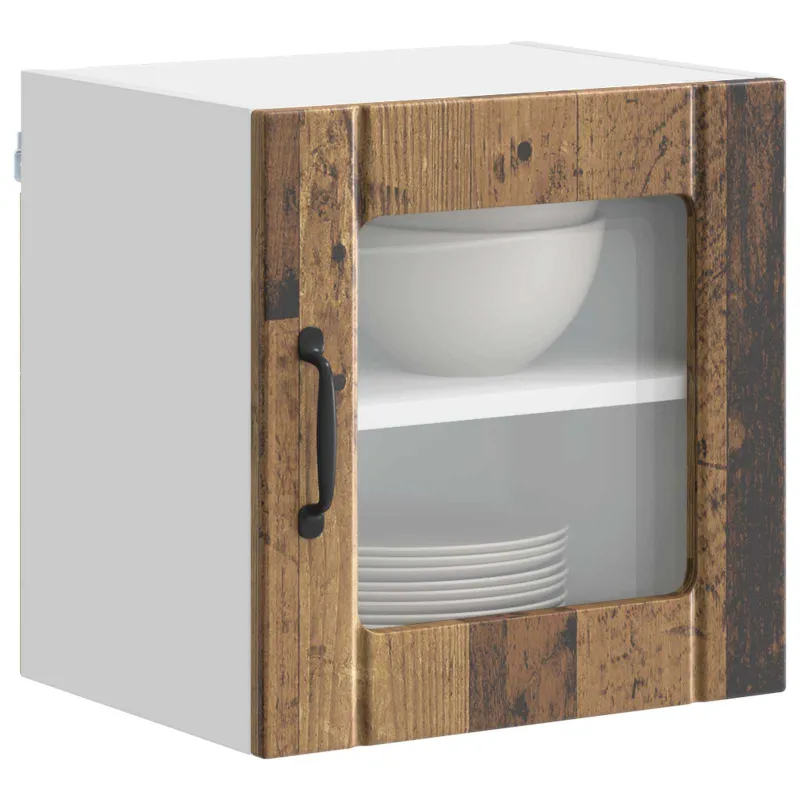 Sieninis stiklinis kabinetas LUCCA 2 pcs Sendintos medienos