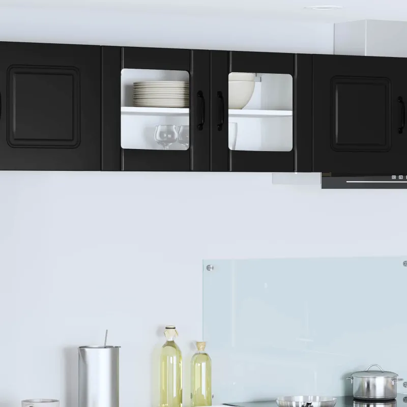 Sieninis stiklinis kabinetas LUCCA Juoda 80 x 31 x 40 cm