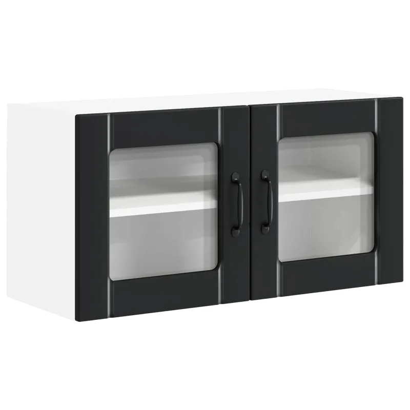 Sieninis stiklinis kabinetas LUCCA Juoda 80 x 31 x 40 cm
