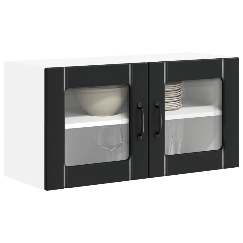 Sieninis stiklinis kabinetas LUCCA Juoda 80 x 31 x 40 cm