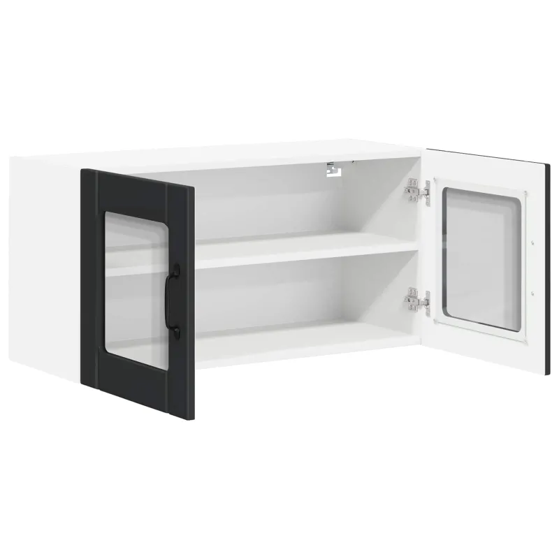 Sieninis stiklinis kabinetas LUCCA Juoda 80 x 31 x 40 cm