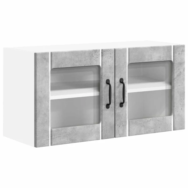 Sieninis stiklinis kabinetas LUCCA Betono pilka 80 x 31 x 40 cm