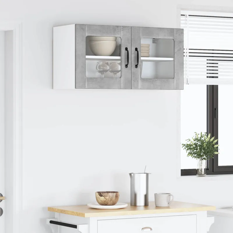 Sieninis stiklinis kabinetas LUCCA Betono pilka 80 x 31 x 40 cm
