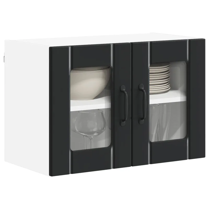 Sieninis stiklinis kabinetas LUCCA Juoda 60 x 31 x 40 cm