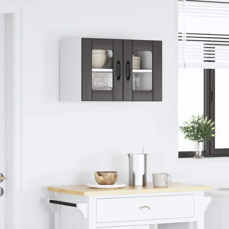 Sieninis stiklinis kabinetas LUCCA Juoda 60 x 31 x 40 cm
