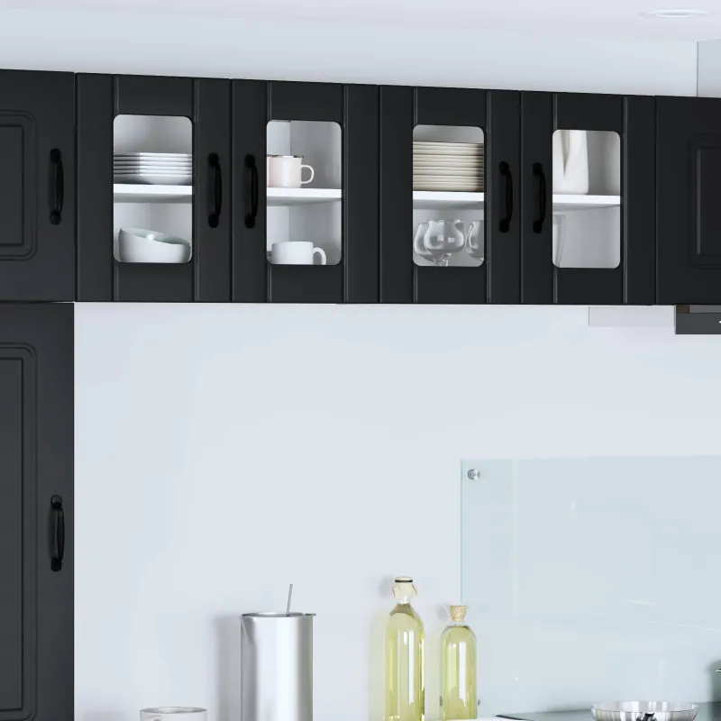 Sieninis stiklinis kabinetas LUCCA 2 pcs Juoda 60 x 31 x 40 cm
