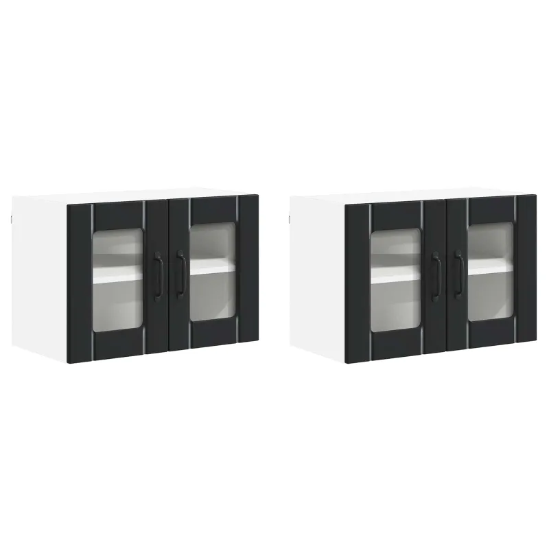 Sieninis stiklinis kabinetas LUCCA 2 pcs Juoda 60 x 31 x 40 cm