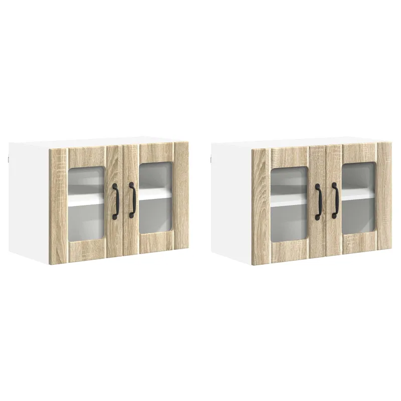 Sieninis stiklinis kabinetas LUCCA 2 pcs Sonoma ąžuolas