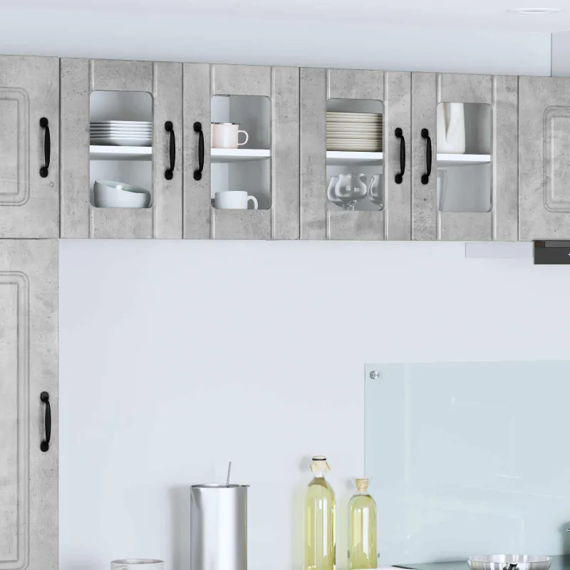 Sieninis stiklinis kabinetas LUCCA 2 pcs Betono pilka