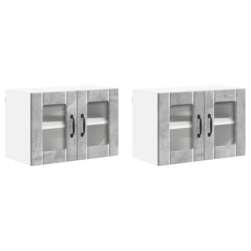 Sieninis stiklinis kabinetas LUCCA 2 pcs Betono pilka