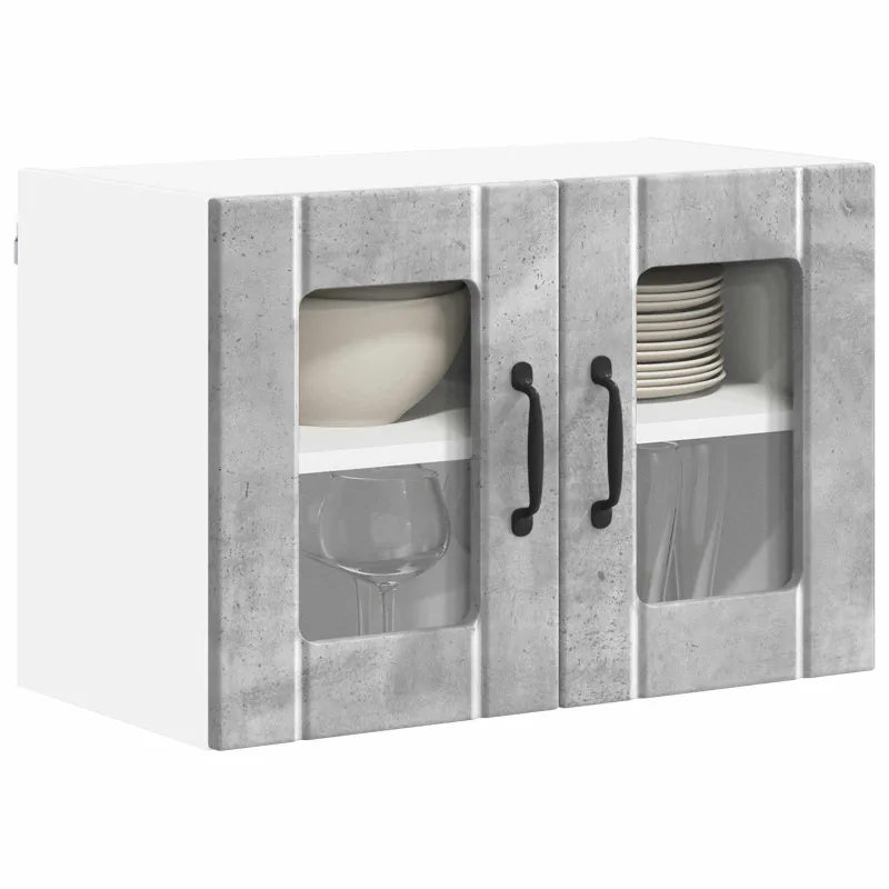 Sieninis stiklinis kabinetas LUCCA 2 pcs Betono pilka