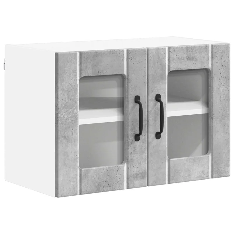 Sieninis stiklinis kabinetas LUCCA 2 pcs Betono pilka