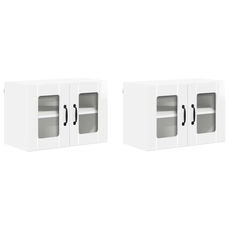 Sieninis stiklinis kabinetas LUCCA 2 pcs Itin blizgi balta