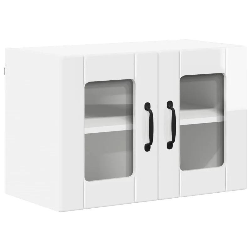 Sieninis stiklinis kabinetas LUCCA 2 pcs Itin blizgi balta
