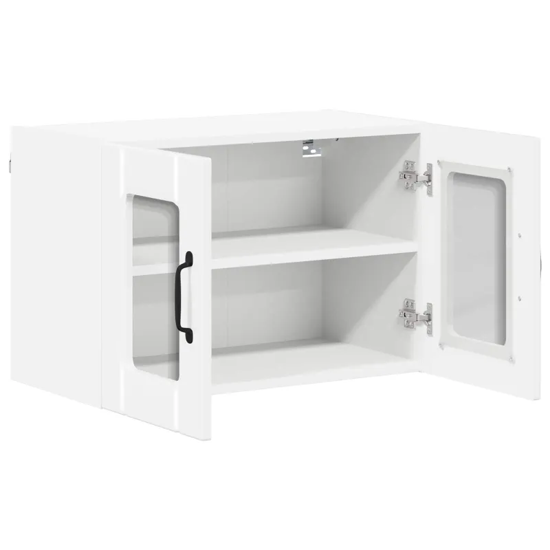Sieninis stiklinis kabinetas LUCCA 2 pcs Itin blizgi balta