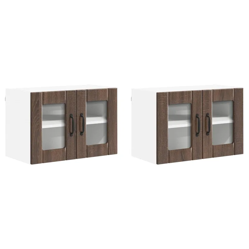 Sieninis stiklinis kabinetas LUCCA 2 pcs Ruda ąžuolo