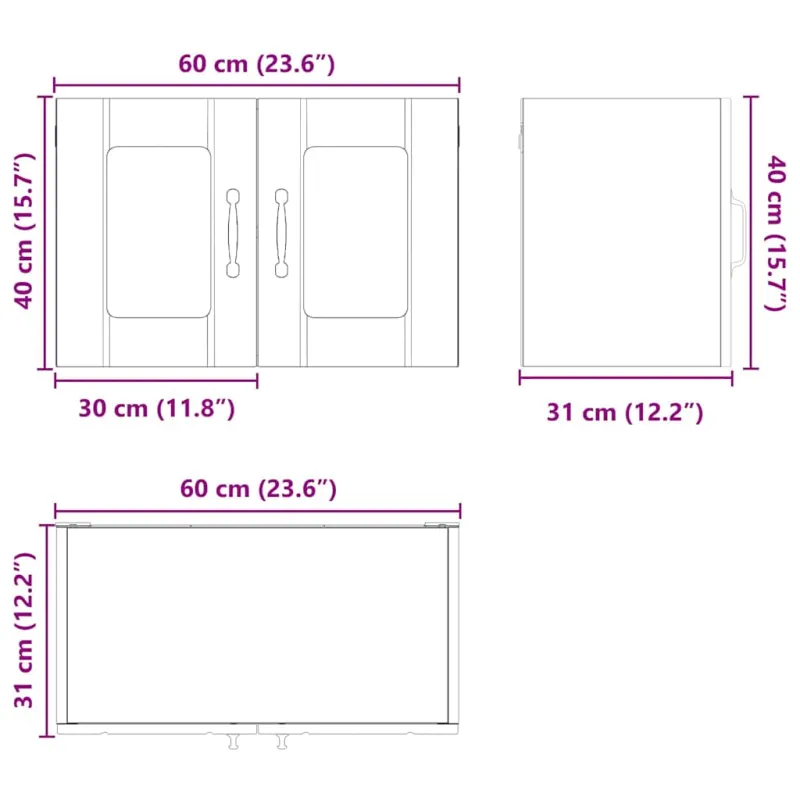 Sieninis stiklinis kabinetas LUCCA 2 pcs Ruda ąžuolo
