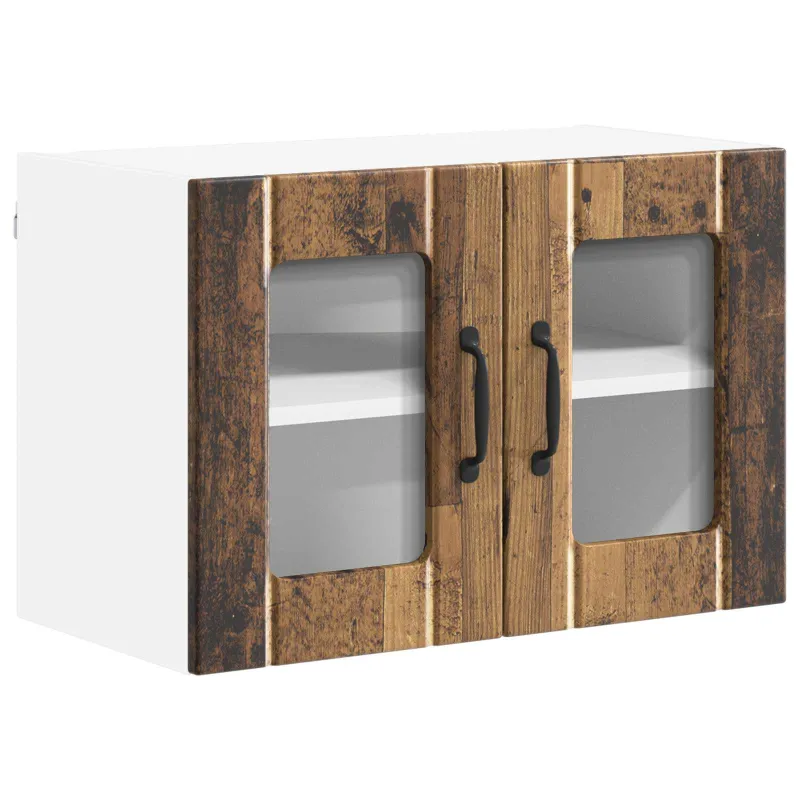 Sieninis stiklinis kabinetas LUCCA 2 pcs Sendintos medienos