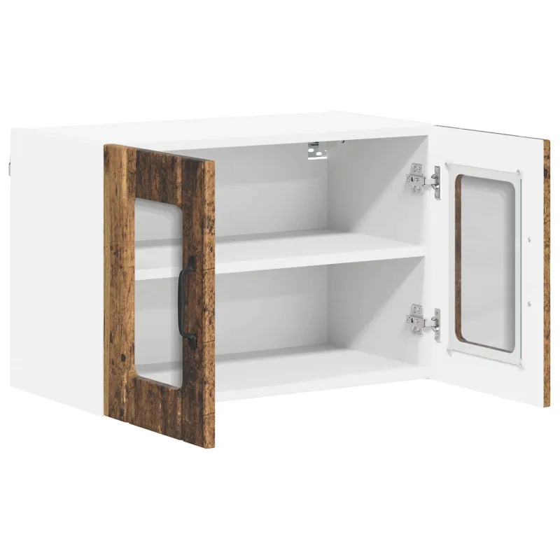 Sieninis stiklinis kabinetas LUCCA 2 pcs Sendintos medienos