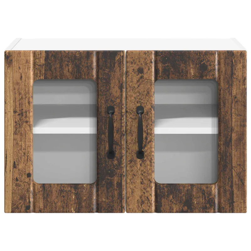 Sieninis stiklinis kabinetas LUCCA 2 pcs Sendintos medienos