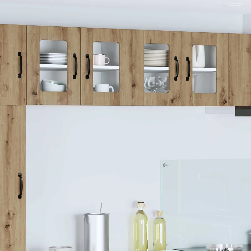Sieninis stiklinis kabinetas LUCCA 2 pcs Artisano ąžuolo