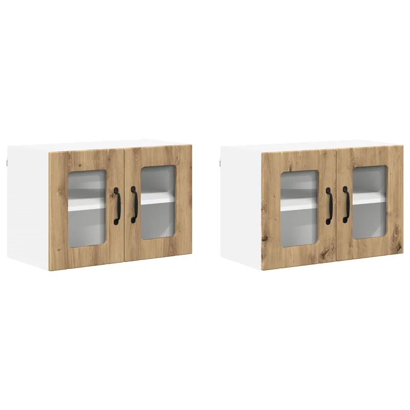 Sieninis stiklinis kabinetas LUCCA 2 pcs Artisano ąžuolo