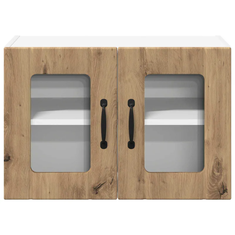 Sieninis stiklinis kabinetas LUCCA 2 pcs Artisano ąžuolo