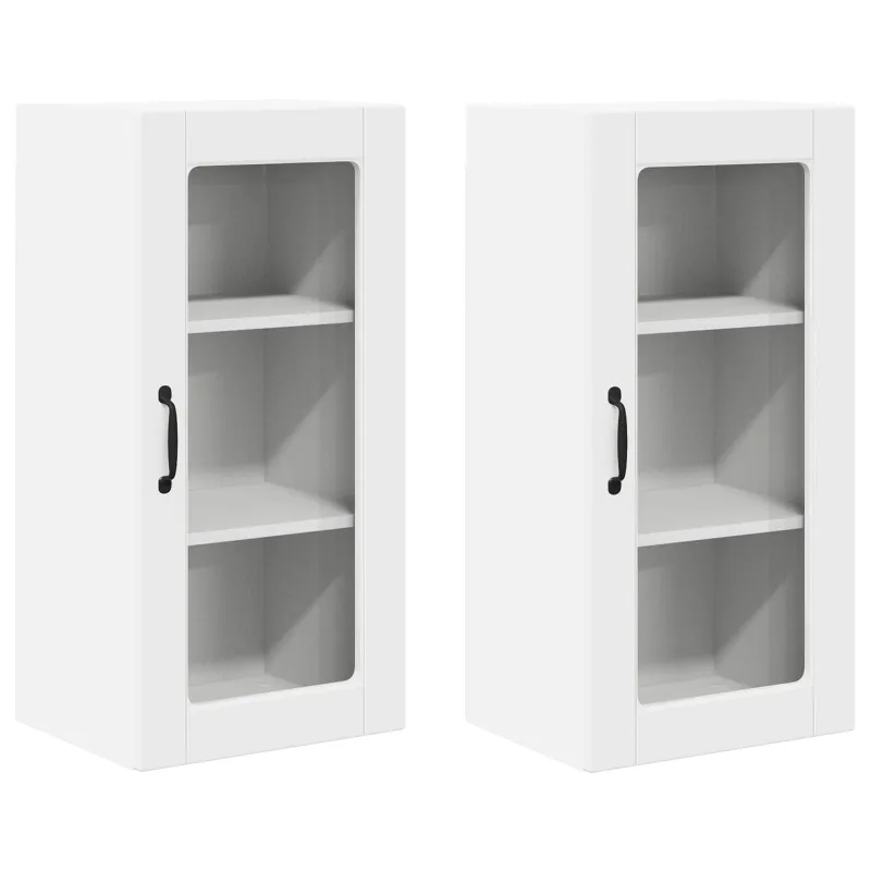 Sieninis stiklinis kabinetas LUCCA 2 pcs Balta 40 x 31 x 80 cm