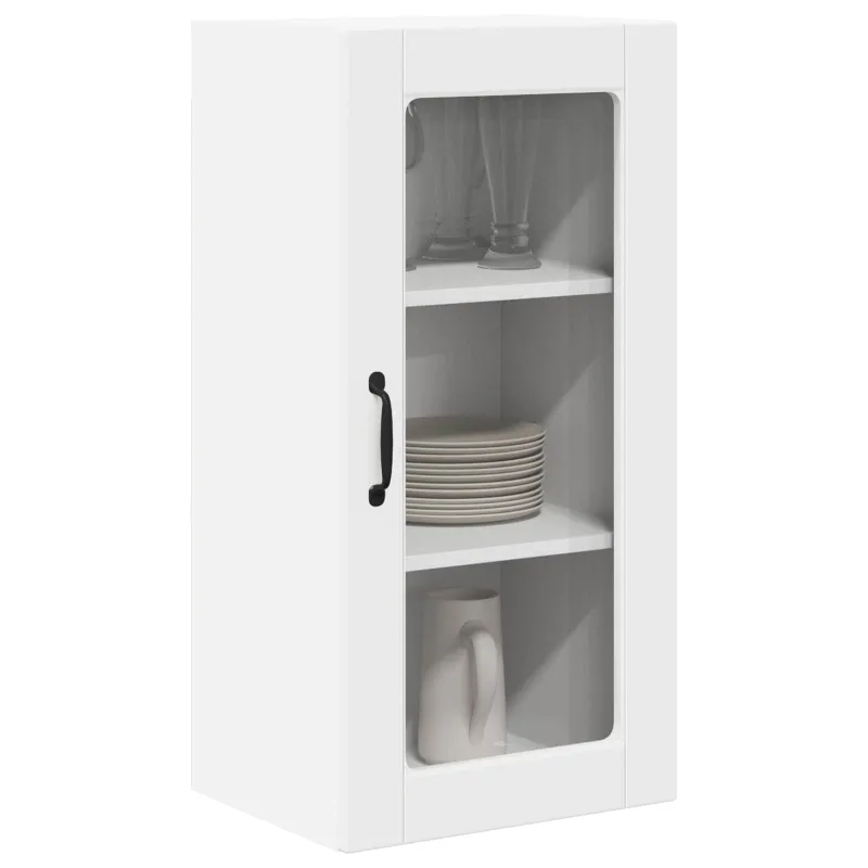Sieninis stiklinis kabinetas LUCCA 2 pcs Balta 40 x 31 x 80 cm