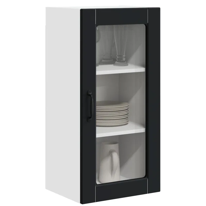 Sieninis stiklinis kabinetas LUCCA 2 pcs Juoda 40 x 31 x 80 cm