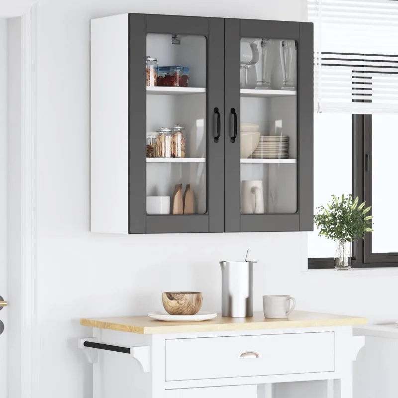 Sieninis stiklinis kabinetas LUCCA 2 pcs Juoda 40 x 31 x 80 cm
