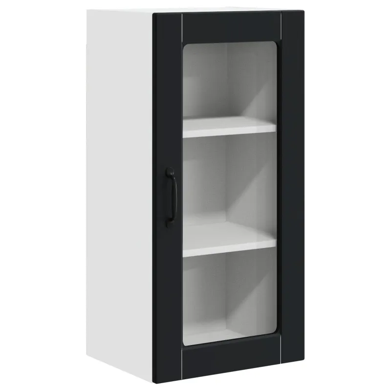 Sieninis stiklinis kabinetas LUCCA 2 pcs Juoda 40 x 31 x 80 cm
