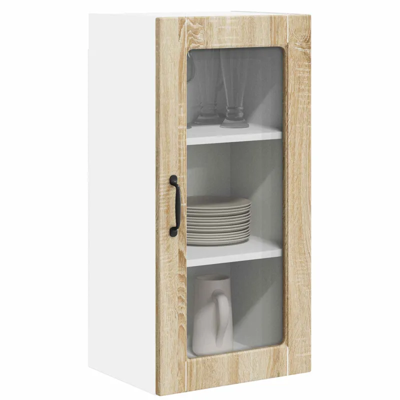 Sieninis stiklinis kabinetas LUCCA 2 pcs Sonoma ąžuolas