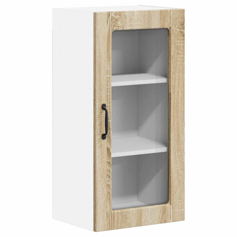 Sieninis stiklinis kabinetas LUCCA 2 pcs Sonoma ąžuolas